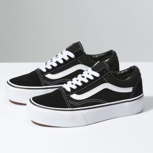 Vans Bayan Spor Ayakkabı Old Skool Platform Siyah/Beyaz | 27428-612